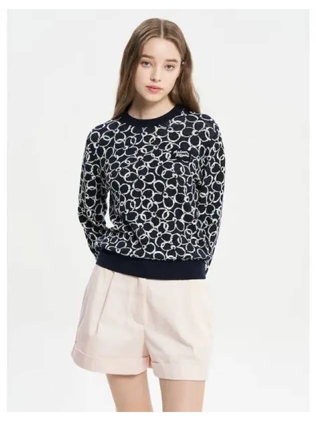 Women s Daisy Jacquard Sweatshirt Navy Domestic Product - MAISON KITSUNE - BALAAN 1