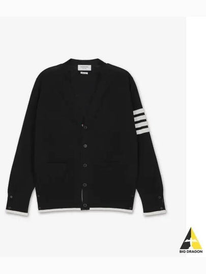 Wool 4-Bar Cardigan Black - THOM BROWNE - BALAAN 2