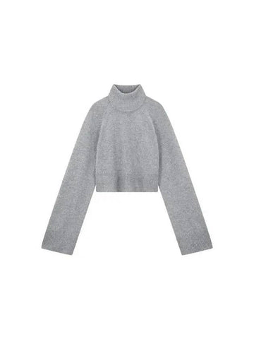 Cashmere Cropped Turtleneck Knit Gray - REFORMATION - BALAAN 1