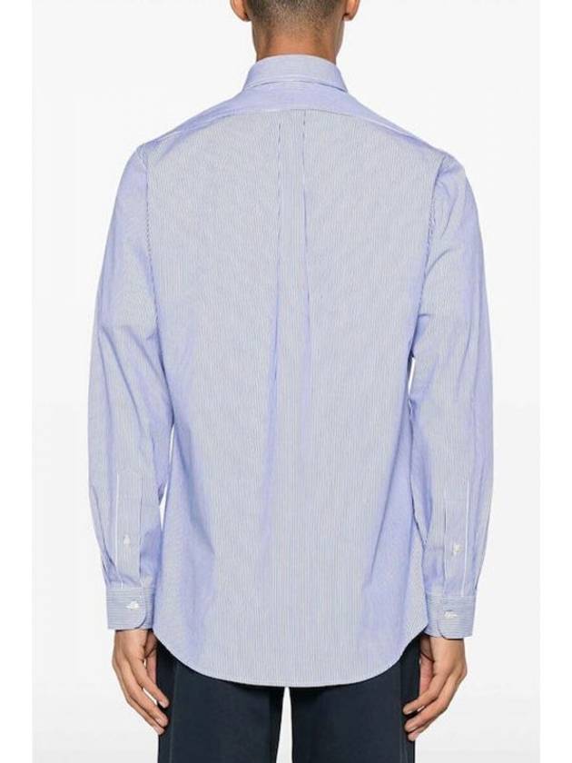 Embroidery Pony Logo Striped Poplin Long Sleeve Shirt Blue - POLO RALPH LAUREN - BALAAN 3