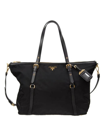 Gold Hardware Milan Logo Tote Bag Black - PRADA - BALAAN 1