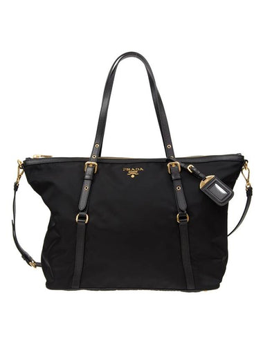 Gold Hardware Milan Logo Tote Bag Black - PRADA - BALAAN 1