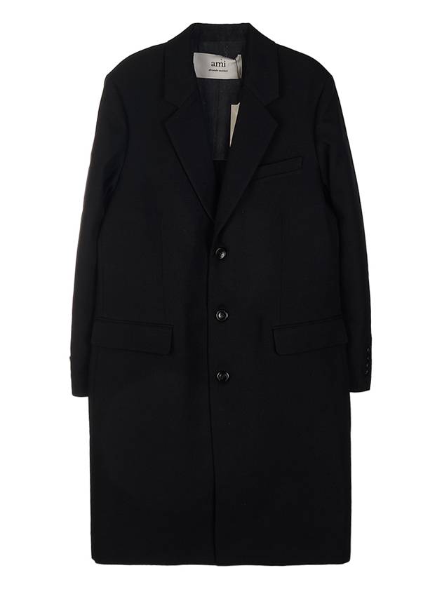 notched lapel virgin wool single coat black - AMI - BALAAN.