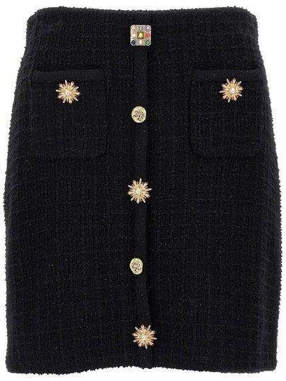 Women's Jewel Button Knit H-Line Skirt Black - SELF PORTRAIT - BALAAN 2