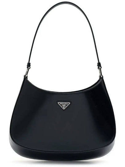 Triangular Logo Cleo Brushed Leather Shoulder Bag Black - PRADA - BALAAN 2