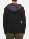 Logo Patch Padded Wool Hooded Jacket Black - MONCLER - BALAAN 4