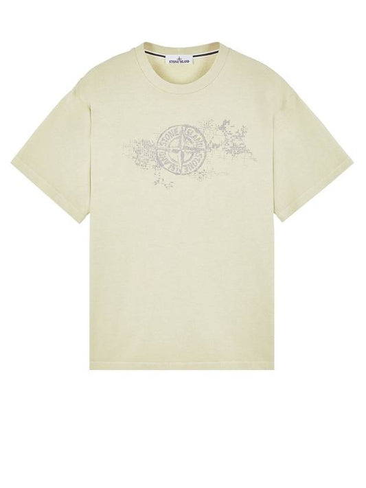 Camo Three Embroidery Regular Fit Cotton Jersey Short Sleeve T-Shirt Pistachio - STONE ISLAND - BALAAN 1
