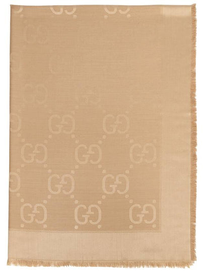 GG Jacquard Silk Wool Scarf Beige - GUCCI - BALAAN 2