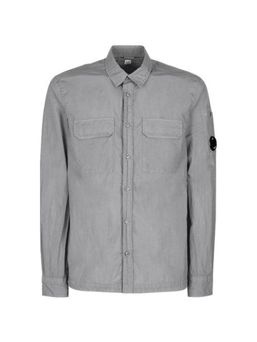 Lens Wappen Pocket Long Sleeve Shirt Griffin Grey - CP COMPANY - BALAAN 1