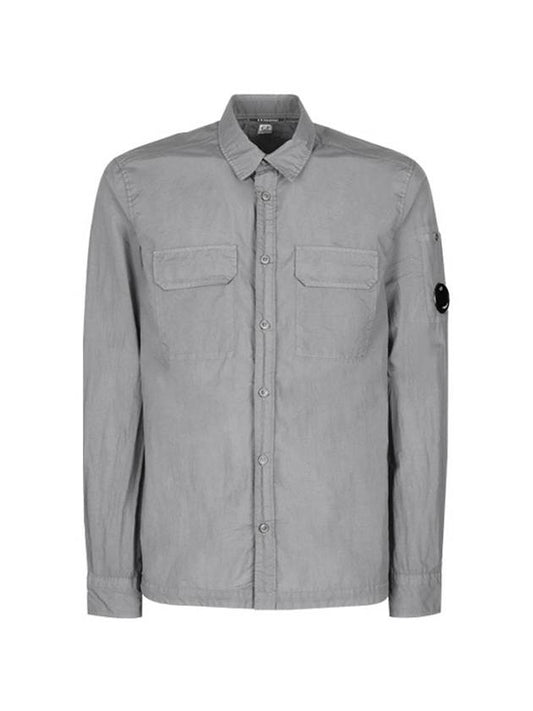 Lens Wappen Pocket Long Sleeve Shirt Griffin Grey - CP COMPANY - BALAAN 1