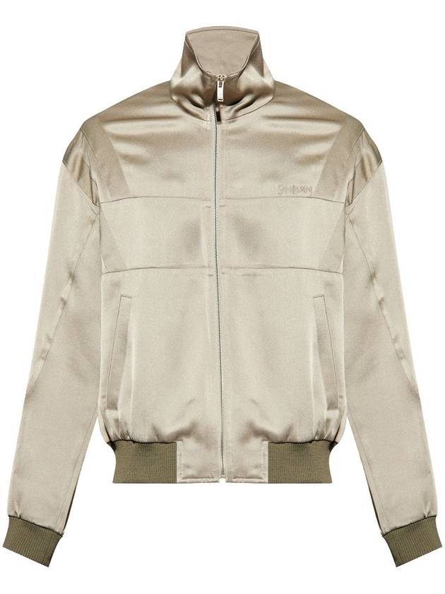 Teddy satin zip up jacket khaki - SAINT LAURENT - BALAAN 2