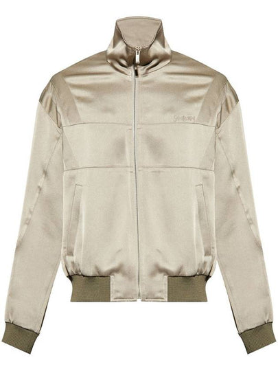 Teddy satin zip up jacket khaki - SAINT LAURENT - BALAAN 2