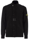 Wappen High Neck Button Up Wool Cardigan Black - STONE ISLAND - BALAAN 2