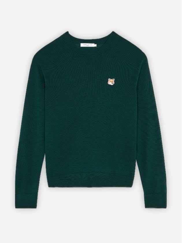 Fox Head Patch Classic Round Neck Knit Top Deep Green - MAISON KITSUNE - BALAAN 2