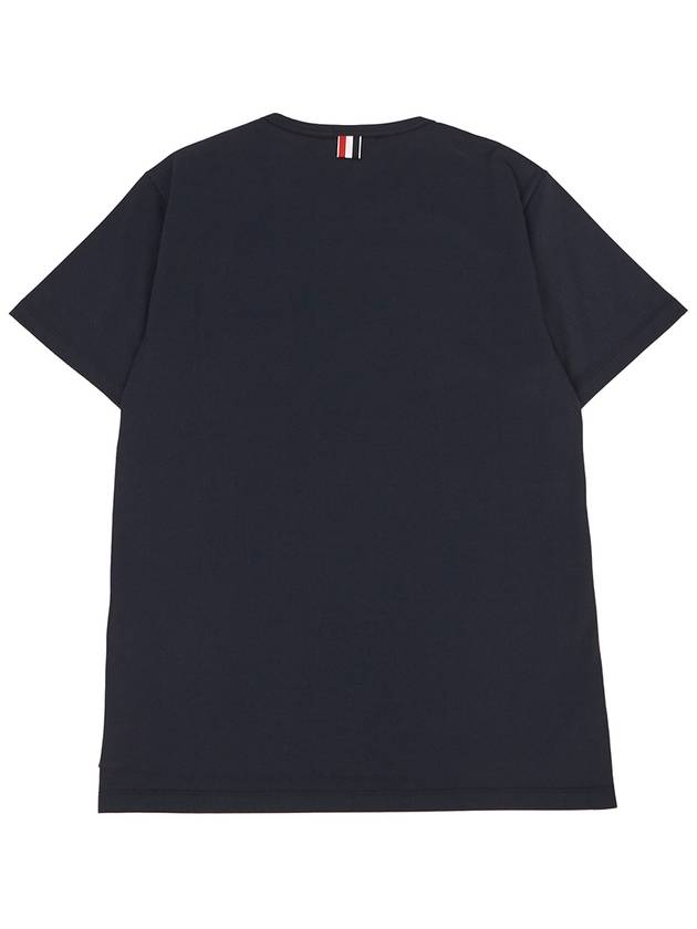 Men's Medium Weight Jersey Tipped Pocket Crewneck Short Short Sleeve T-Shirt Navy - THOM BROWNE - BALAAN 3