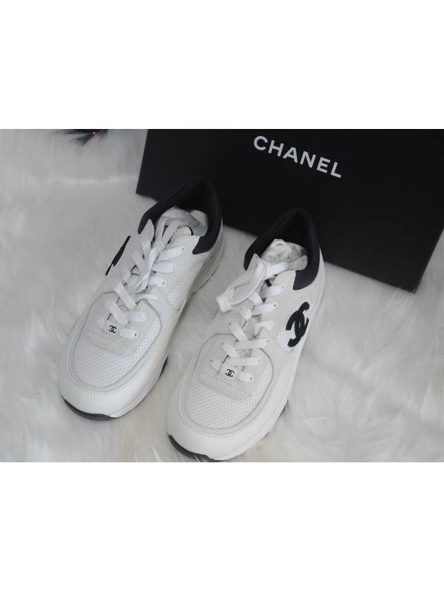 CC Logo Suede Tennis Low Top Sneakers Black - CHANEL - BALAAN 4