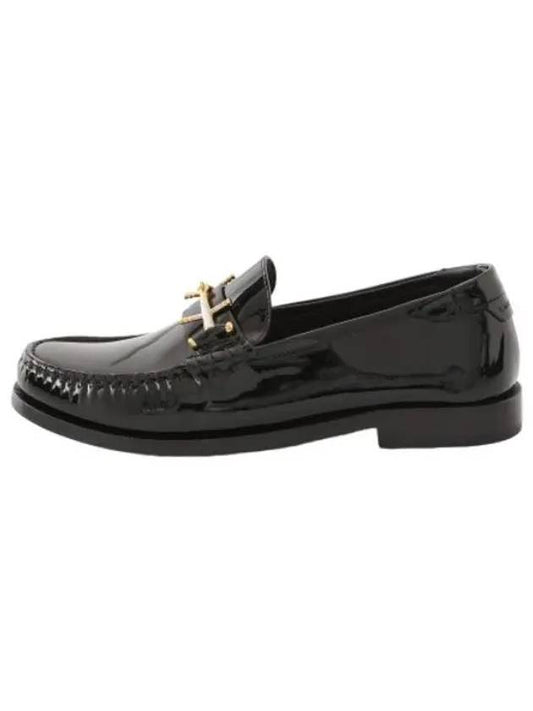 Metal Horsebit Loafers Black Flats Shoes - SAINT LAURENT - BALAAN 1