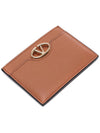 V Logo Signature Leather Card Wallet Brown - VALENTINO - BALAAN 6