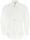 Men's Grosgrain Placket Solid Poplin Long Sleeve Shirt White - THOM BROWNE - BALAAN 2