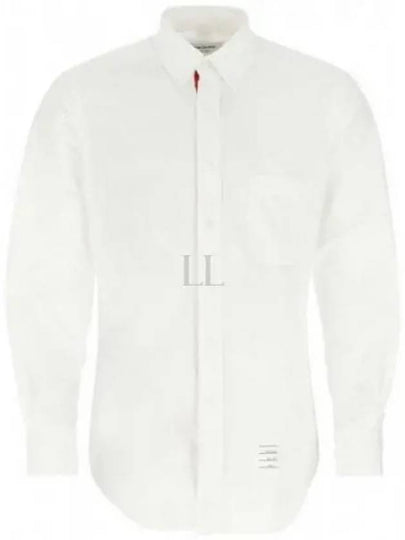 Men's Grosgrain Placket Solid Poplin Long Sleeve Shirt White - THOM BROWNE - BALAAN 2