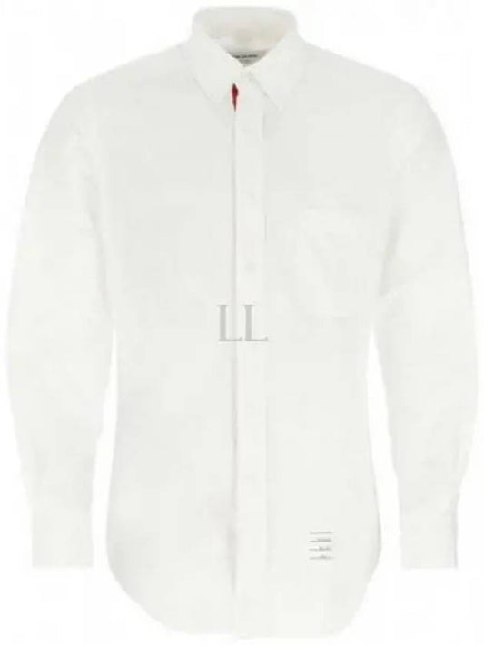 Men's Grosgrain Placket Solid Poplin Long Sleeve Shirt White - THOM BROWNE - BALAAN 2