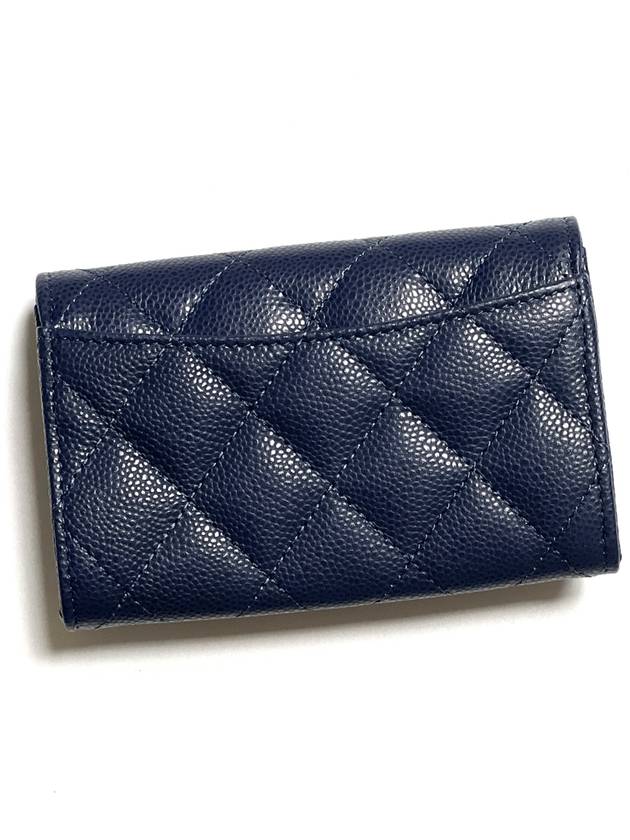 Classic Caviar Card Wallet Navy AP0214 Knock Tok - CHANEL - BALAAN 2