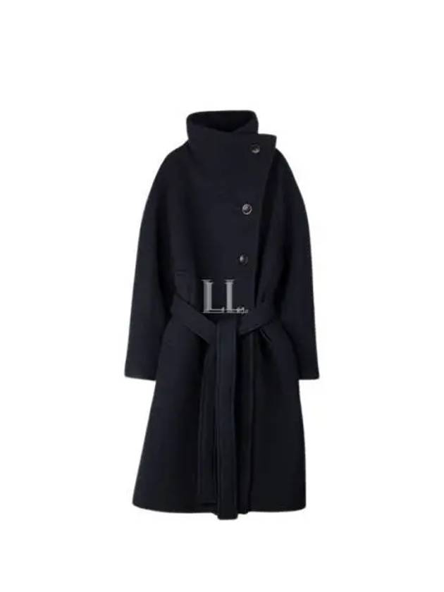 High-Neck Belted Wool Single Coat Black - ACNE STUDIOS - BALAAN 2