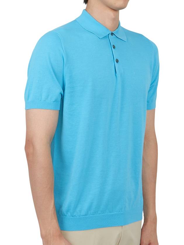 Men's Cotton Polo Shirt Turquoise - DRUMOHR - BALAAN 4