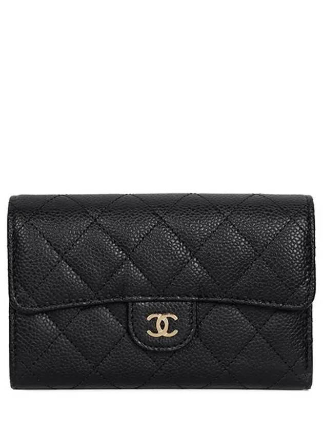 Classic Flap Caviar Gold Hardware Medium Wallet Black - CHANEL - BALAAN 5