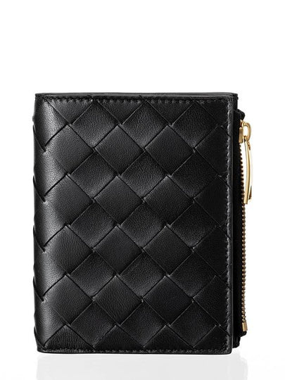 Intrecciato Small Leather Half Wallet Black - BOTTEGA VENETA - BALAAN 2