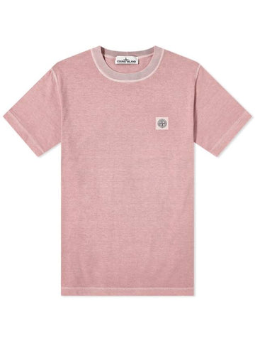 Logo Patch Chest Short Sleeve T-Shirt Antique Pink - STONE ISLAND - BALAAN 1