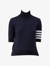 Fine Merino 4 Bar Relaxed Short Sleeve Turtleneck Navy - THOM BROWNE - BALAAN 2