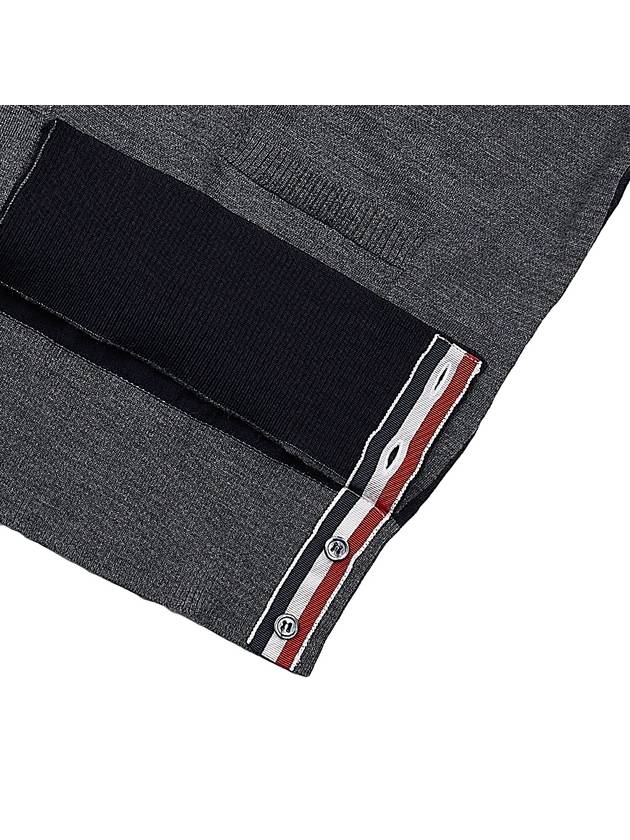 Fun Mix Fine Merino Jersey Stripe Relaxed V-Neck Cardigan Navy Grey - THOM BROWNE - BALAAN 9