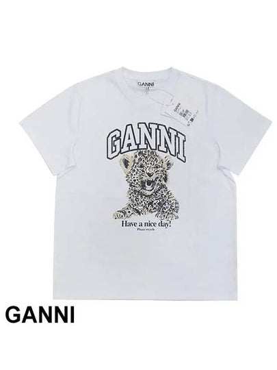 Logo Print Crew Neck Short Sleeve T Shirt White - GANNI - BALAAN 2