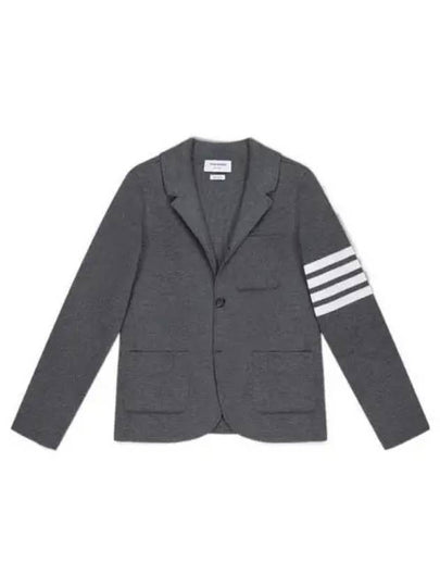 4 Bar Knit Blazer Jacket Mac Grey - THOM BROWNE - BALAAN 2