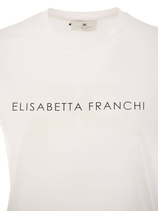 T-shirt in jersey con logo strass - ELISABETTA FRANCHI - BALAAN 4