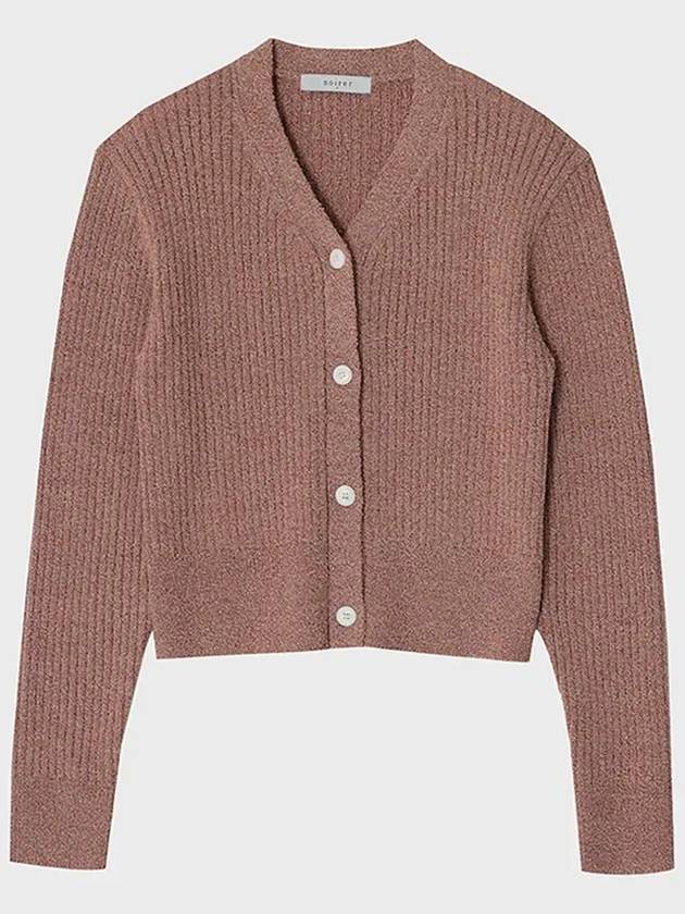 Boucle Ribbed Crop Cardigan Dusty Wine - NOIRER FOR WOMEN - BALAAN 9