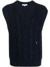 Embroidered Logo Cable Knit Vest Navy - SPORTY & RICH - BALAAN 2