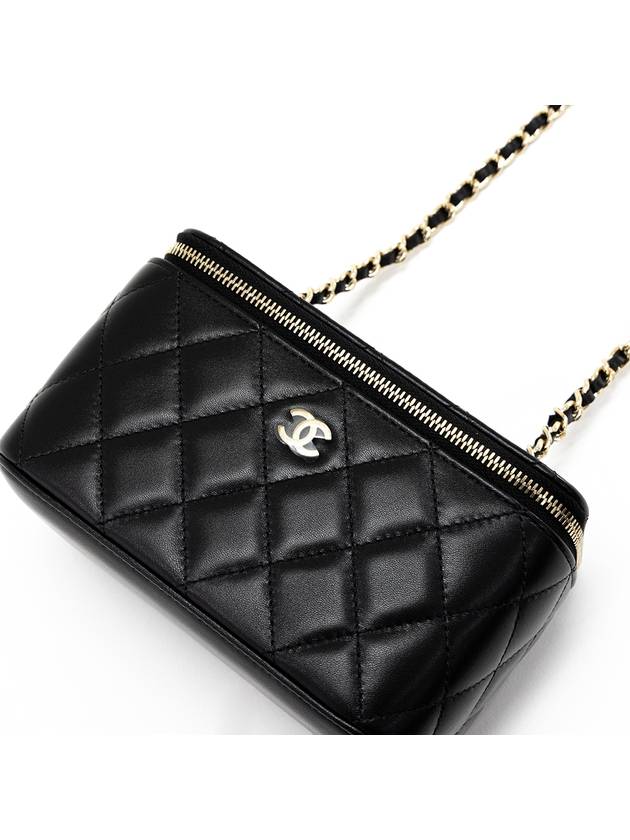 Small Classic Vanity Bag with Chain Lambskin & Gold Black - CHANEL - BALAAN 4