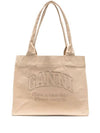 Cream Large Canvas Tote Bag Butter - GANNI - BALAAN 1