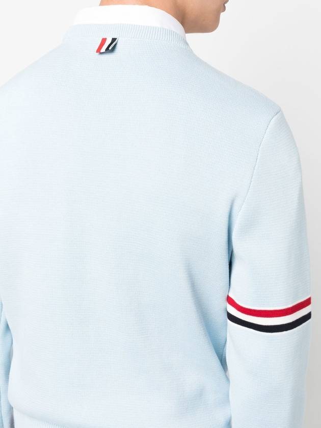 Cotton Milano Stitch Stripe Armband Crewneck Knit Top Light Blue - THOM BROWNE - BALAAN 7