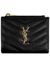 Cassandre Matelasse Grain De Poudre Embossed Leather Half Wallet Black - SAINT LAURENT - BALAAN 6