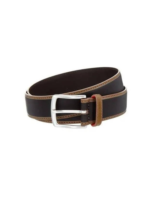 Color combination trimming square buckle belt dark brown 270879 - PAUL SMITH - BALAAN 1