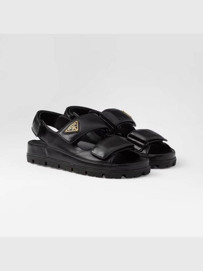 Flat Nappa Leather Sandals Black - PRADA - BALAAN 2