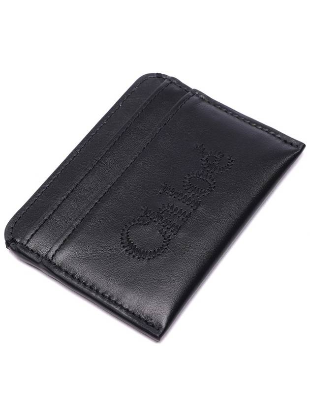 Sense Embroidered Logo Calfskin Card Wallet Black - CHLOE - BALAAN 6