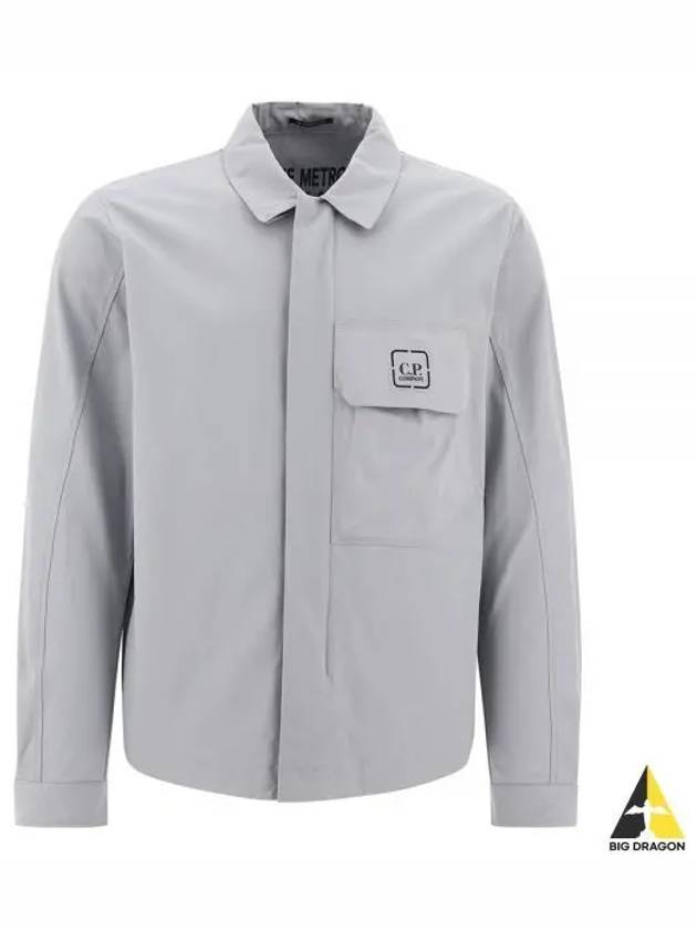 Metropolis Logo Patch Shirt Zip Up Jacket Grey - CP COMPANY - BALAAN 2