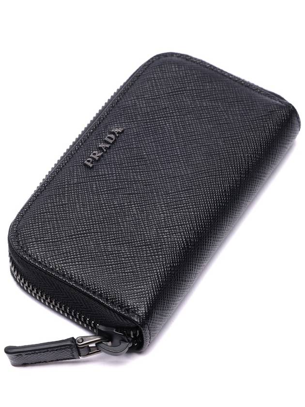 Saffiano Metal Logo Zipper Key Case Black - PRADA - BALAAN 6