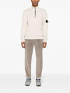 Half Zip-up Loose Fit Uneven Cotton Yarn Knit Top Beige - STONE ISLAND - BALAAN 3