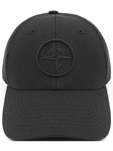 Logo Patch Cotton Ball Cap Black - STONE ISLAND - BALAAN 1