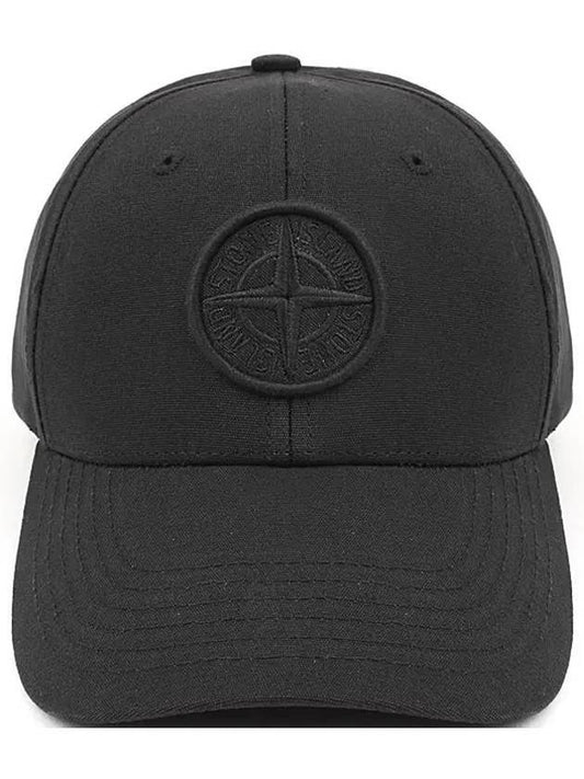 Logo Patch Cotton Ball Cap Black - STONE ISLAND - BALAAN 1